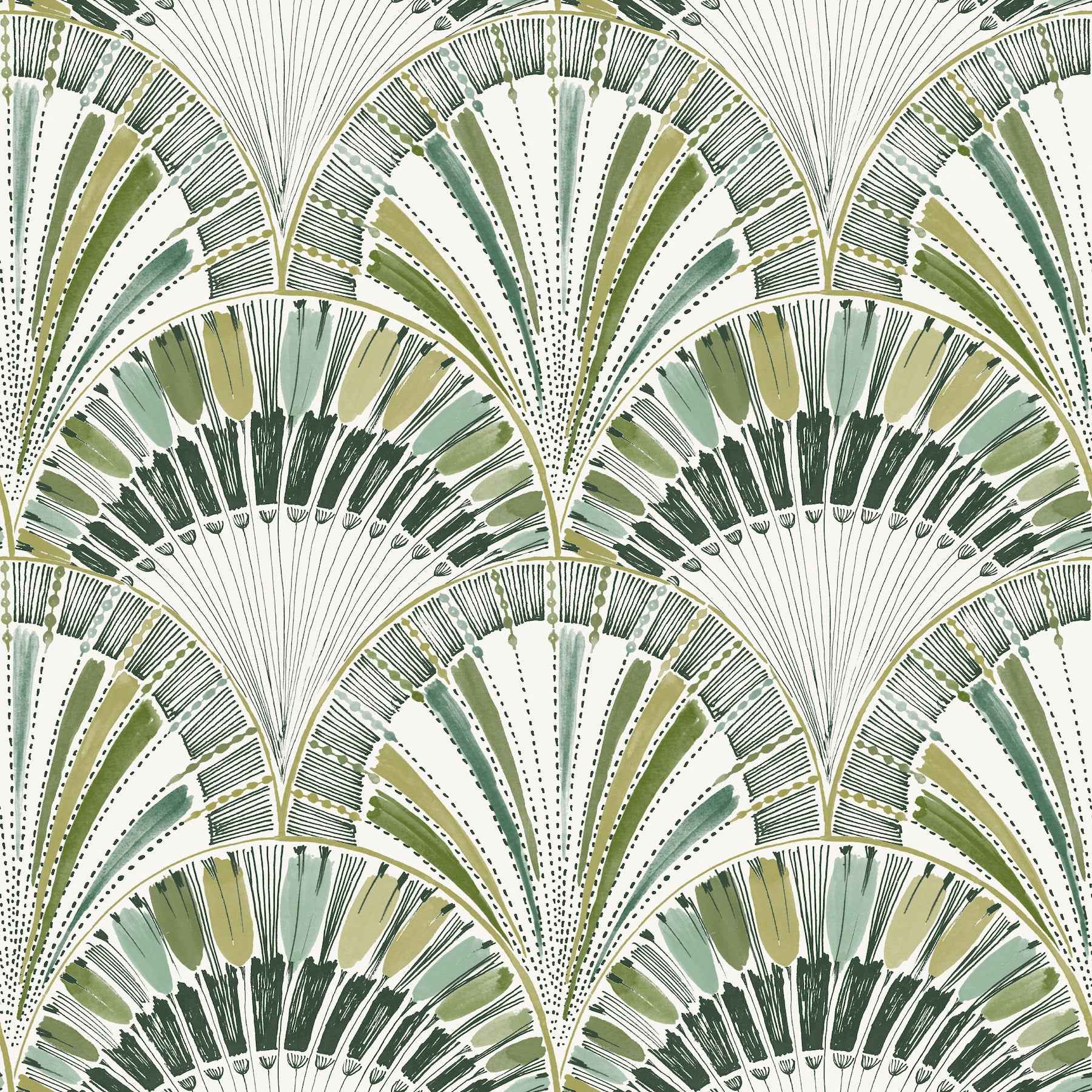 Myla Green Fanning Reeds Wallpaper - York Wallcoverings - 4197-27862