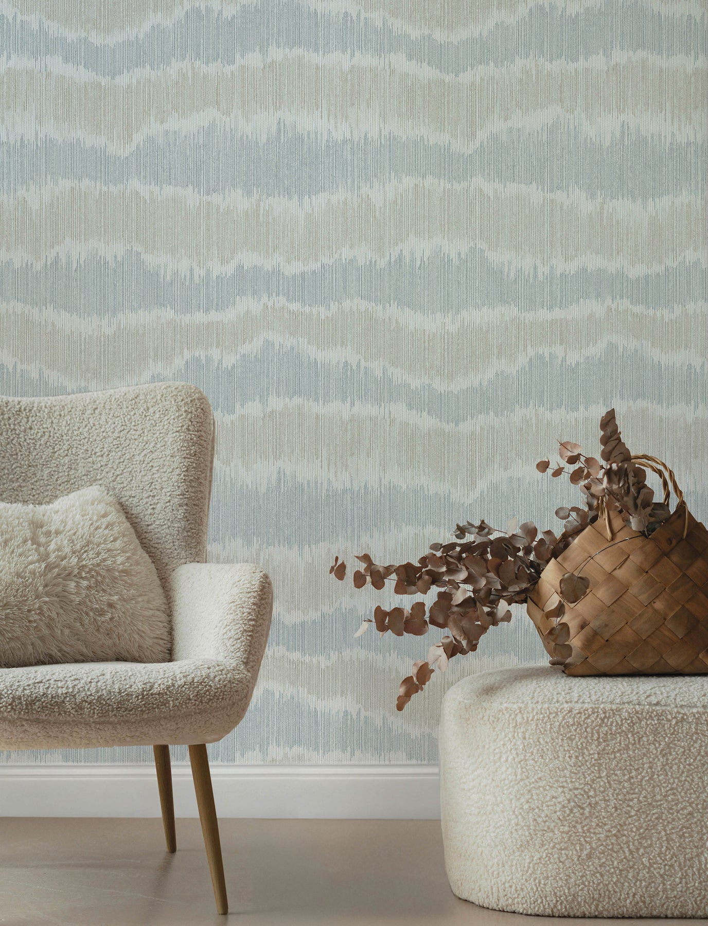 Wiggle Sky Blue Ikat Stripe Wallpaper - York Wallcoverings - 4197-27865 - York Wallcoverings Wallpaper