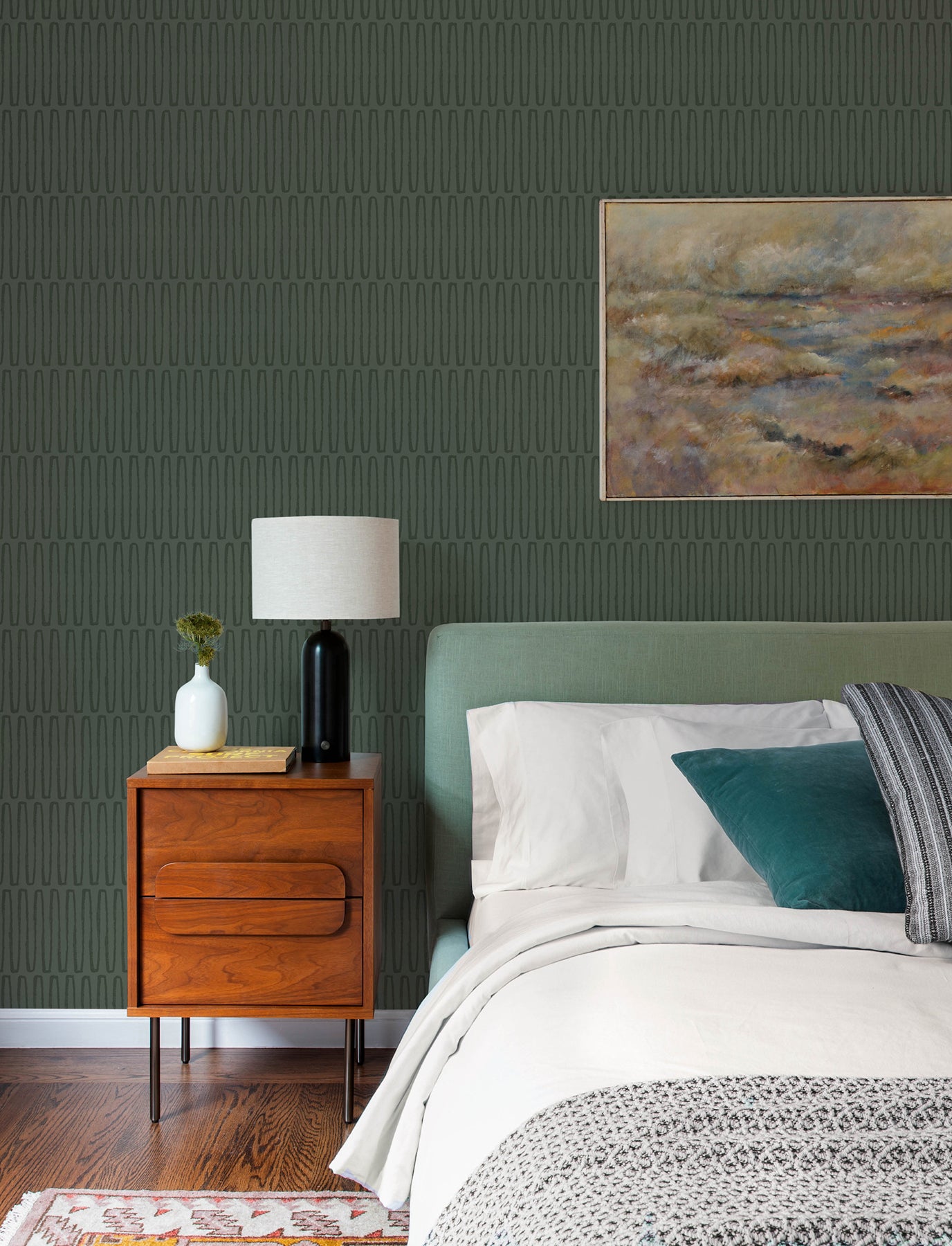 Lars Green Retro Wave Wallpaper - York Wallcoverings - 4197-27869 - York Wallcoverings Wallpaper