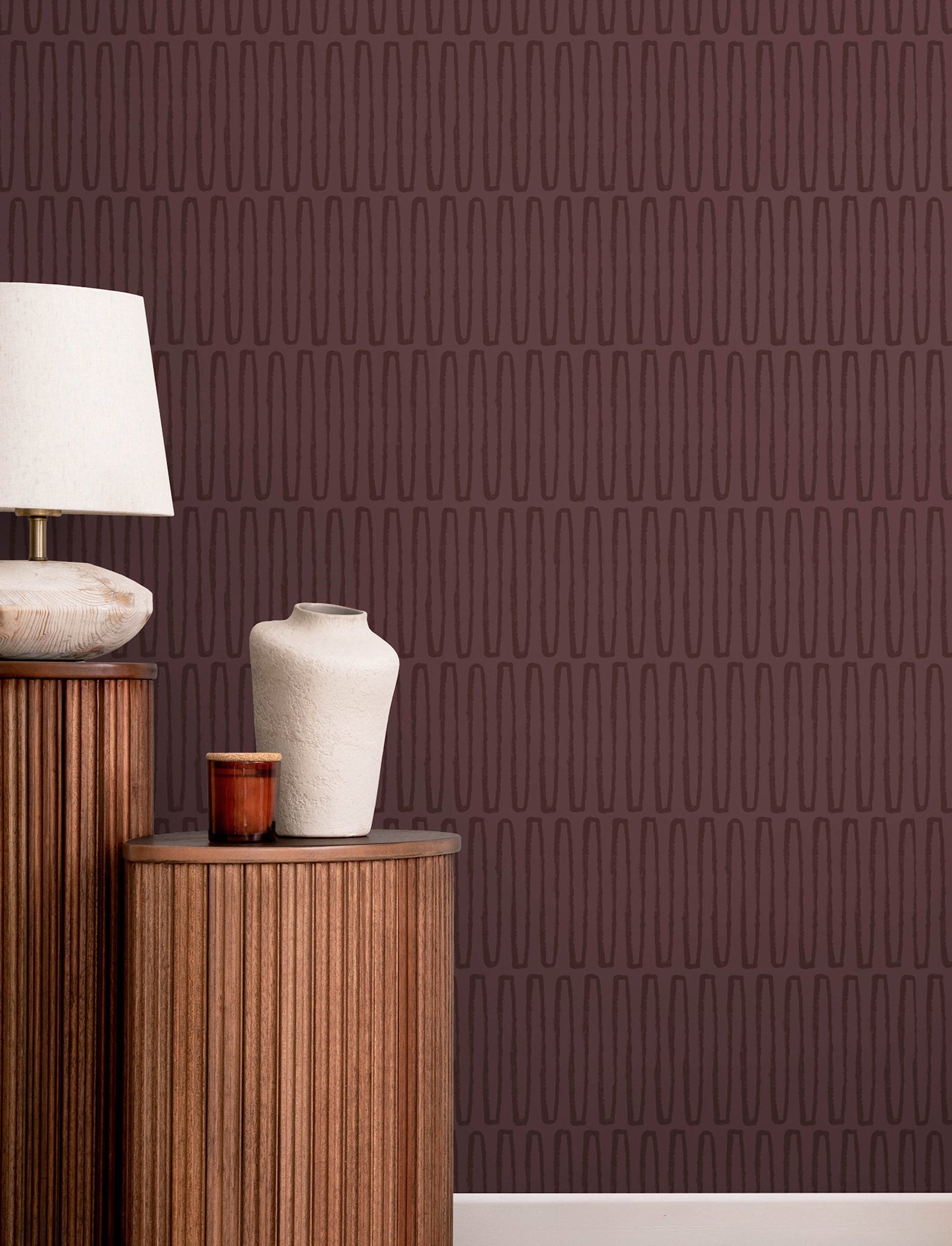 Lars Merlot Retro Wave Wallpaper - York Wallcoverings - 4197-27870 - York Wallcoverings Wallpaper