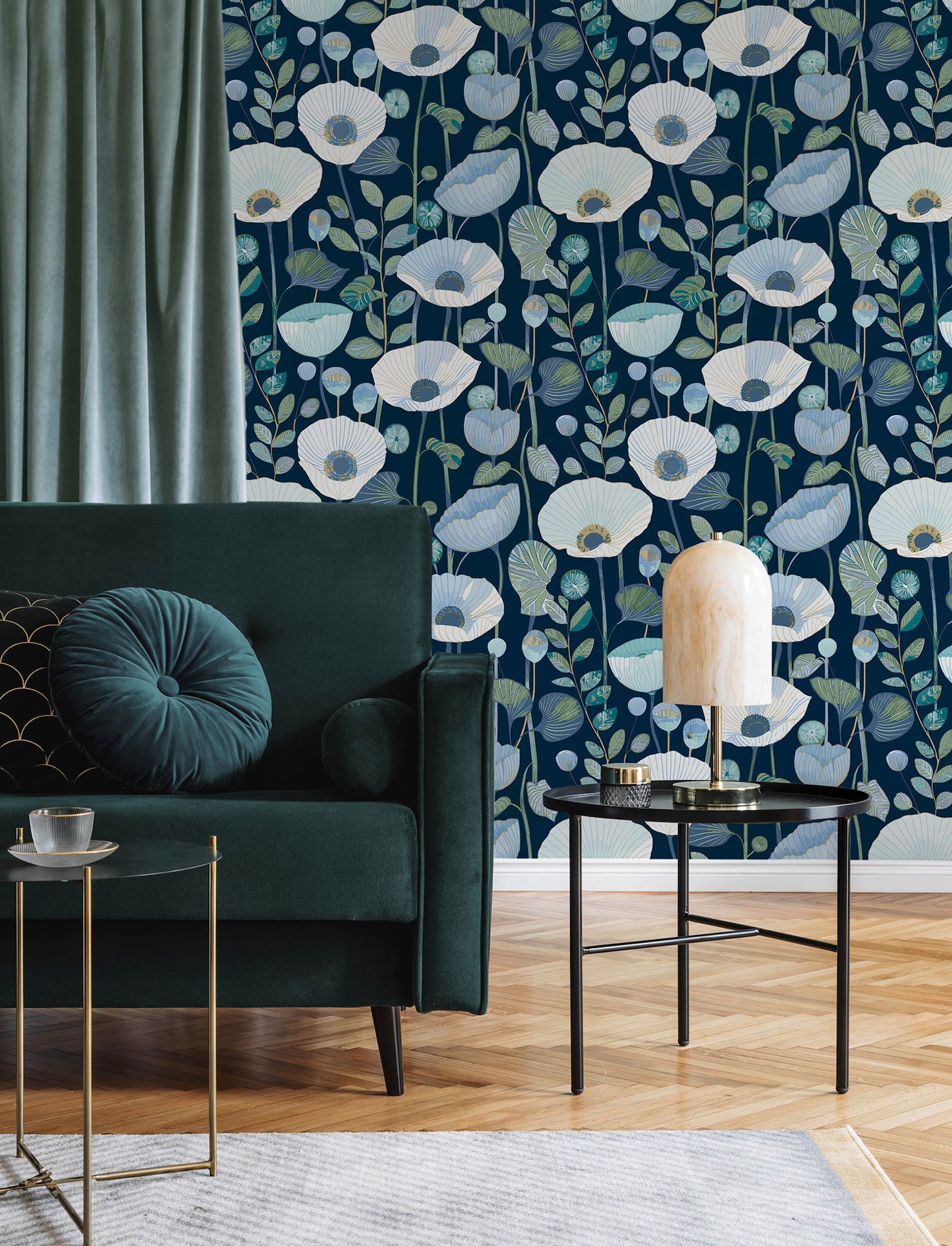 Mindra Indigo Floral Trail Wallpaper - York Wallcoverings - 4197-27871 - York Wallcoverings Wallpaper