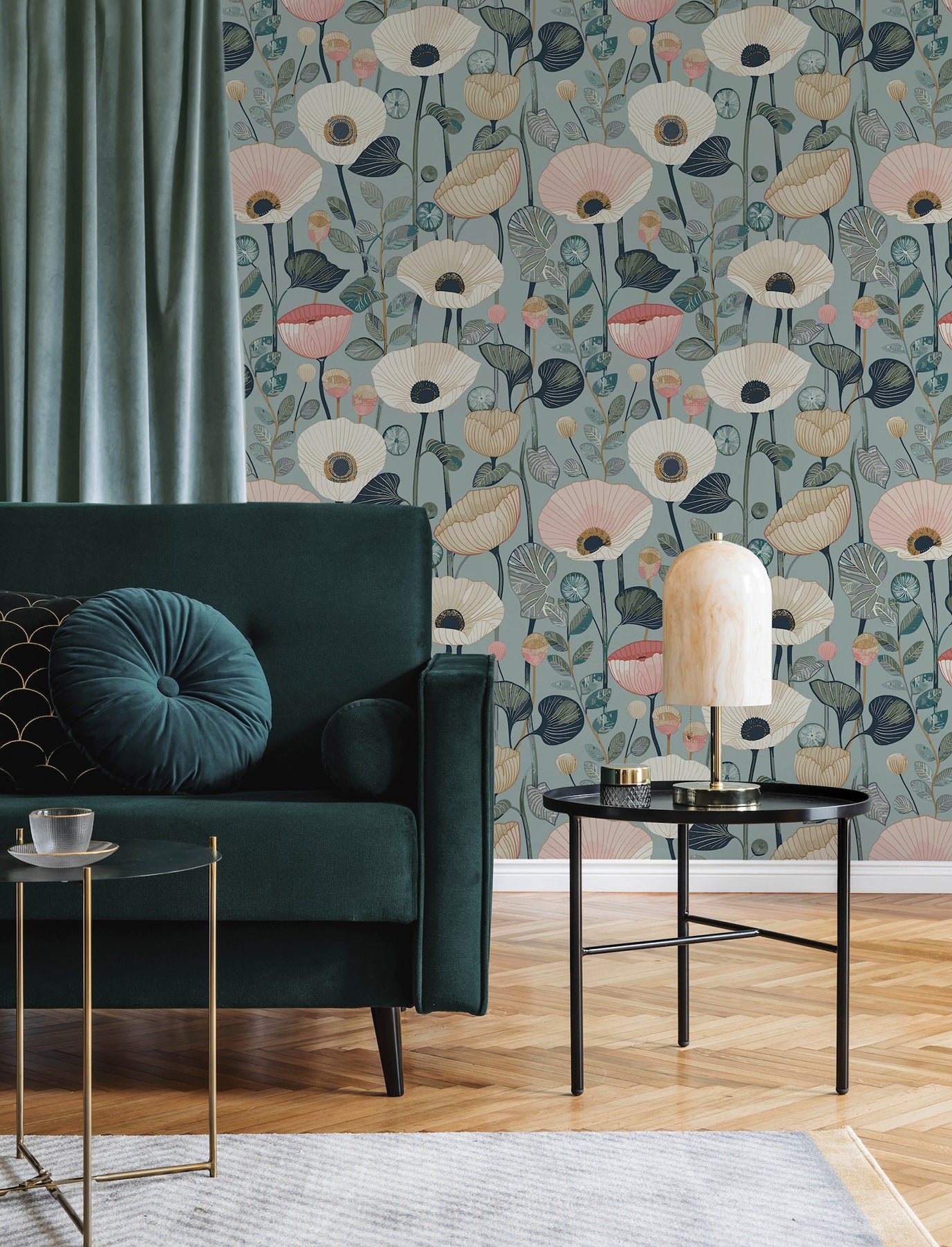 Mindra Light Blue Floral Trail Wallpaper - York Wallcoverings - 4197-27872 - York Wallcoverings Wallpaper
