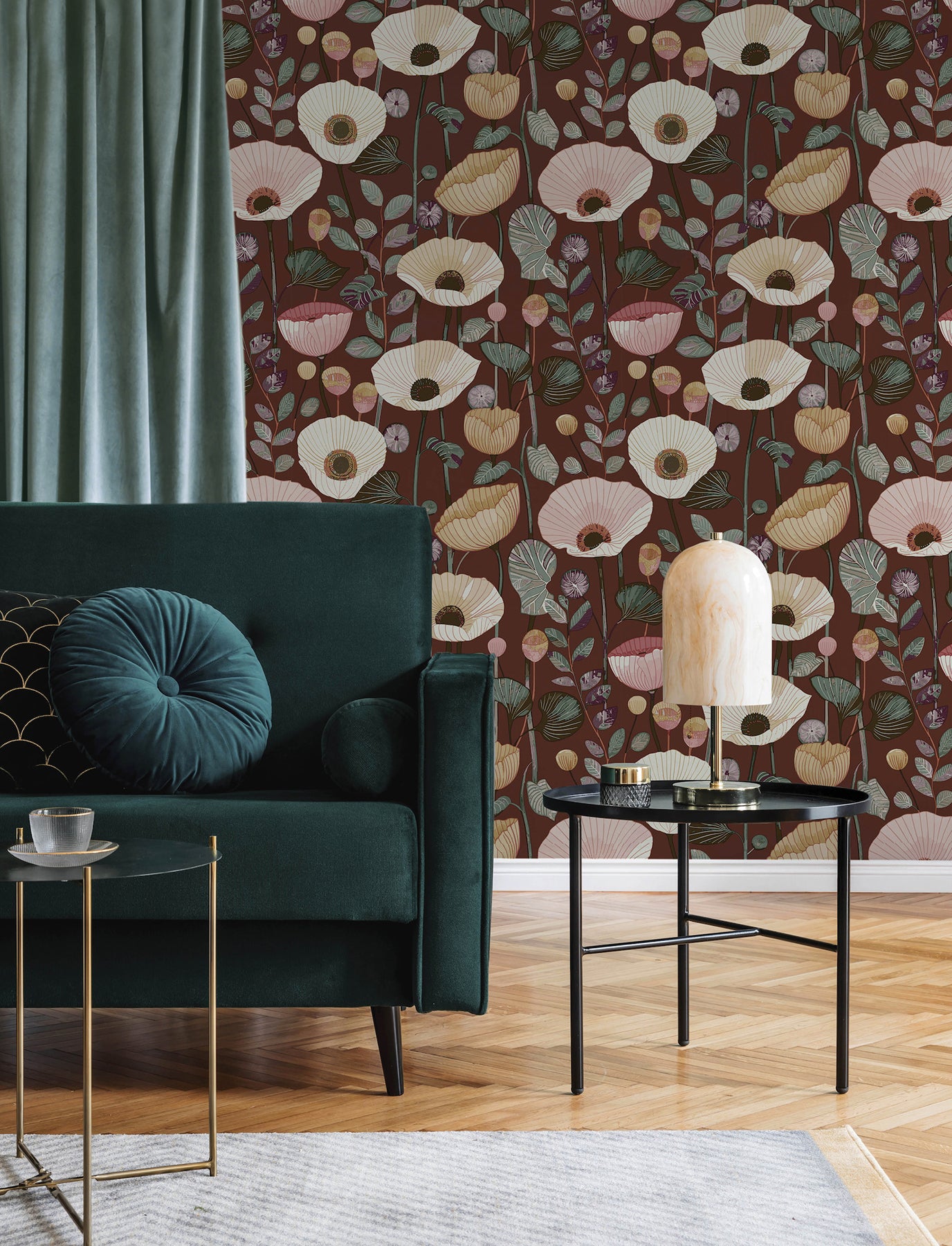 Mindra Maroon Floral Trail Wallpaper - York Wallcoverings - 4197-27874 - York Wallcoverings Wallpaper