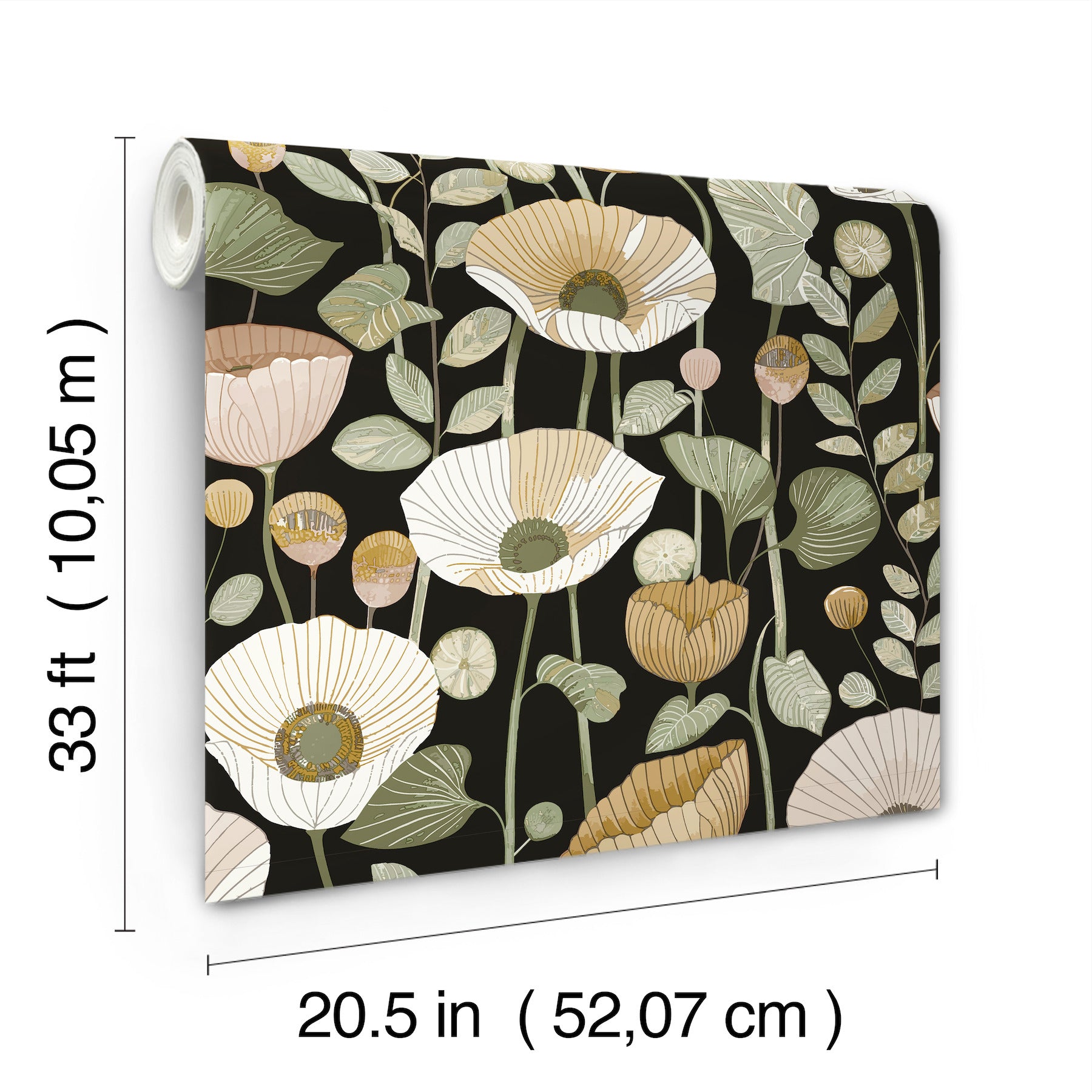 mindra-black-floral-trail-wallpaper-york-wallcoverings-4197-27875 - York Wallcoverings Wallpaper