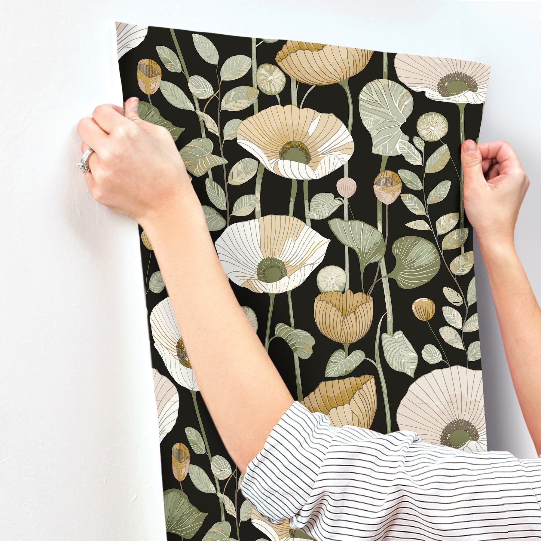 mindra-black-floral-trail-wallpaper-york-wallcoverings-4197-27875 - York Wallcoverings Wallpaper