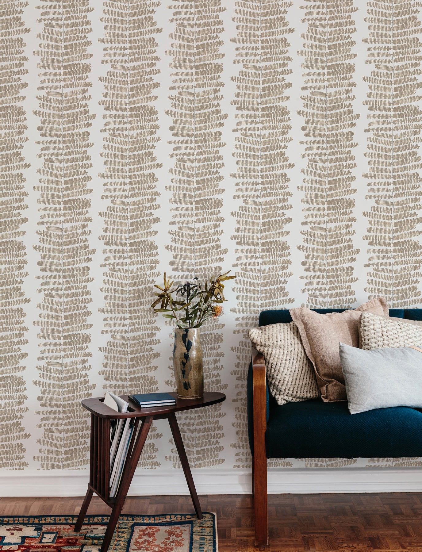 Lumis Taupe Fern Stripe Wallpaper - York Wallcoverings - 4197-27878 - York Wallcoverings Wallpaper