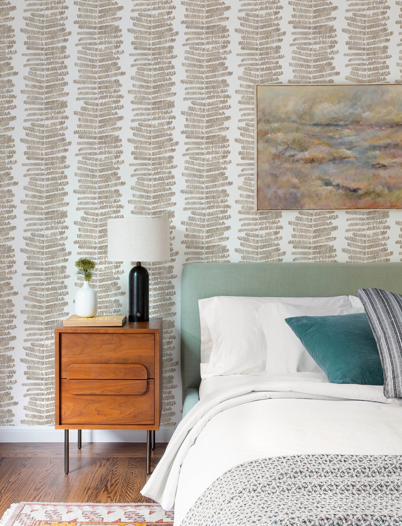Lumis Taupe Fern Stripe Wallpaper - York Wallcoverings - 4197-27878 - York Wallcoverings Wallpaper