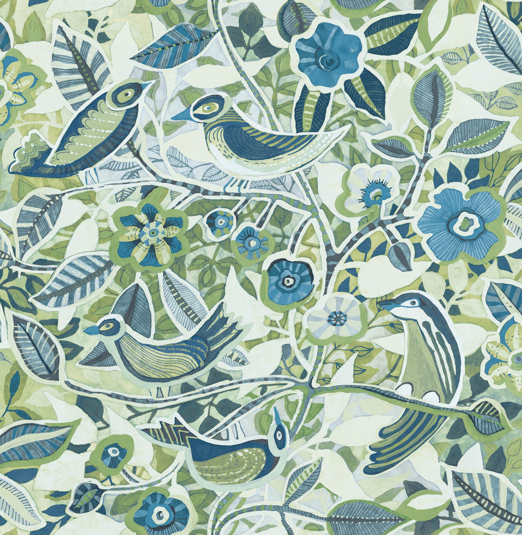 Manette Green Birds in the Bush Wallpaper - York Wallcoverings - 4197-27885 - York Wallcoverings Wallpaper