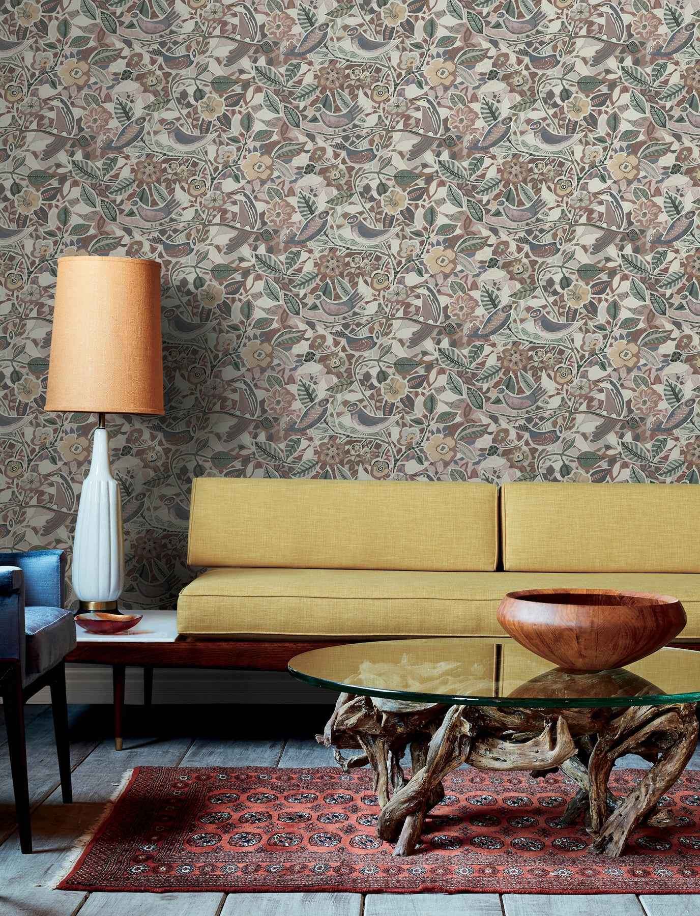 Manette Plum Birds in the Bush Wallpaper - York Wallcoverings - 4197-27887 - York Wallcoverings Wallpaper