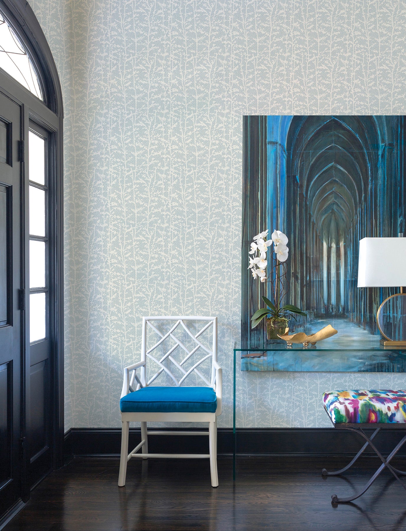Layton Light Blue Climbing Vines Wallpaper - York Wallcoverings - 4197-83750 - York Wallcoverings Wallpaper