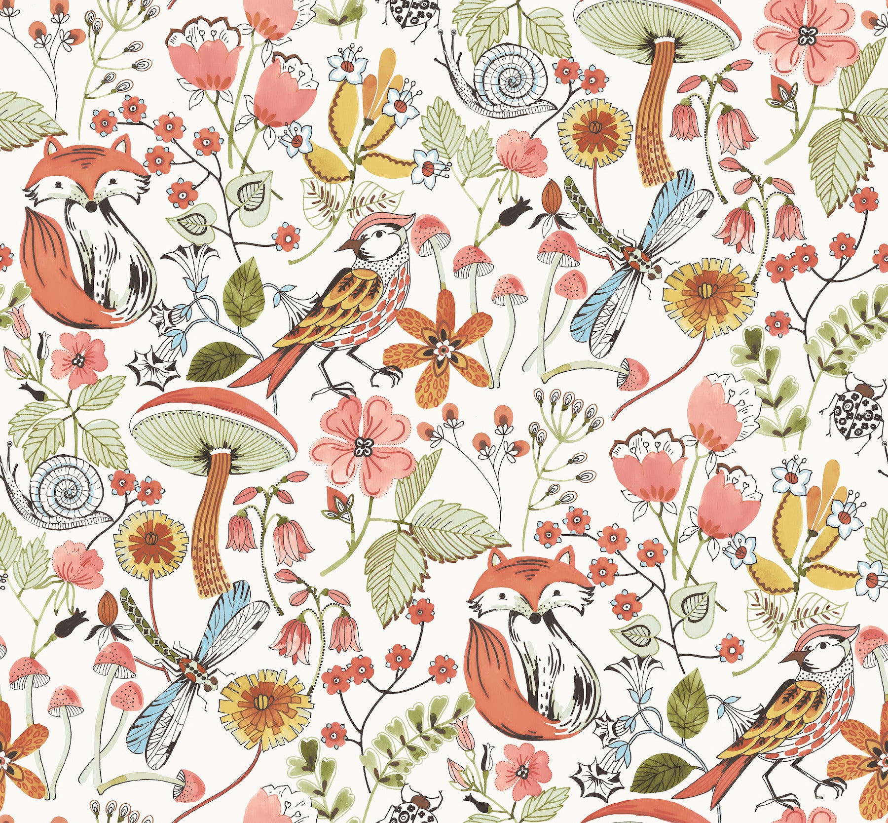 Wonder Orange Woodland Animals Wallpaper - York Wallcoverings - 4197-83760 - York Wallcoverings Wallpaper