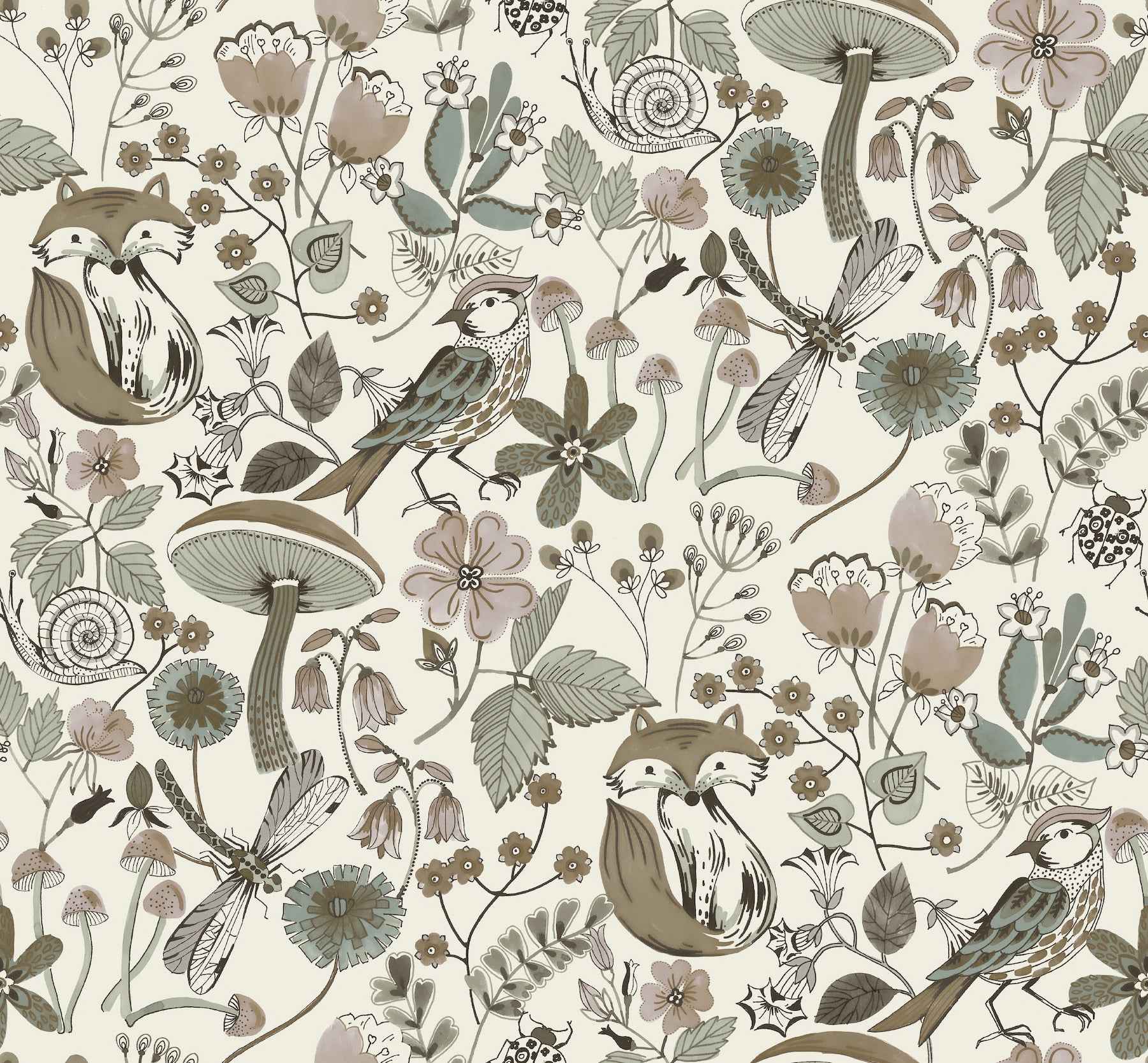 Wonder Chocolate Woodland Animals Wallpaper - York Wallcoverings - 4197-83762