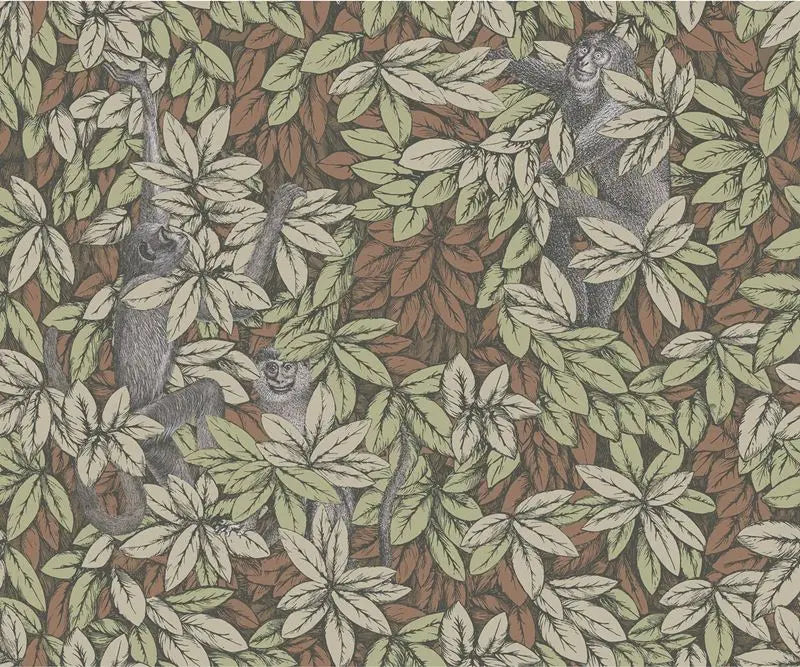 Cole & Son Wallpaper 123/10047.CS Foglie E Scimmie Orange