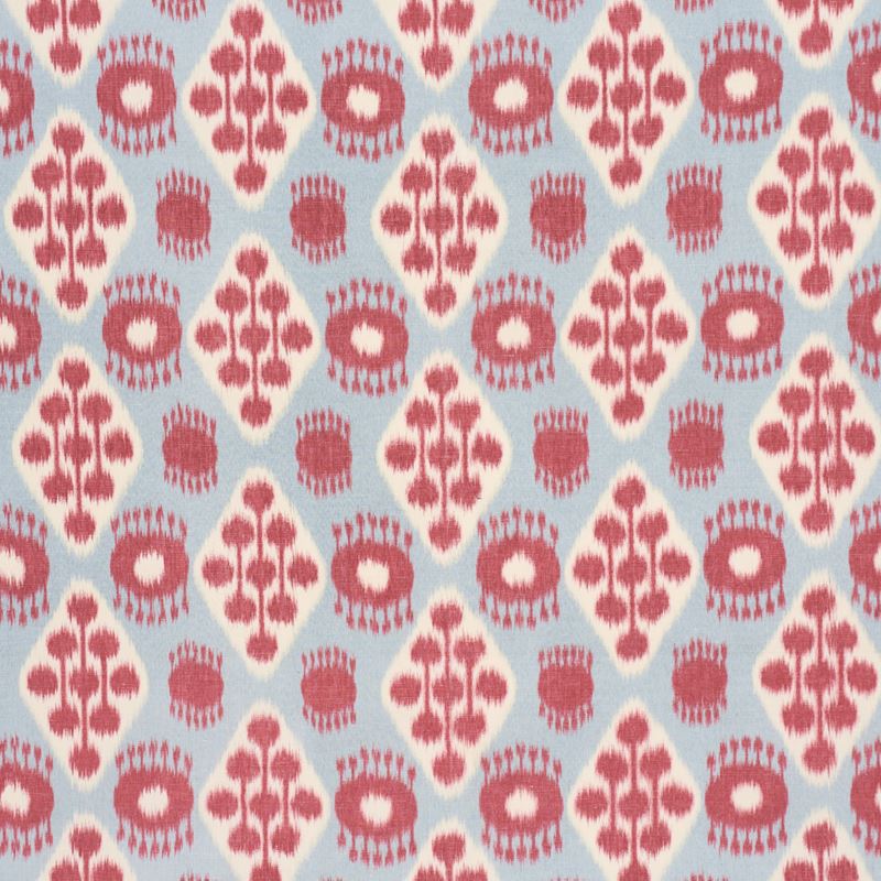 Schumacher Fabric 181301 Hamilton Ikat Sky and Cherry