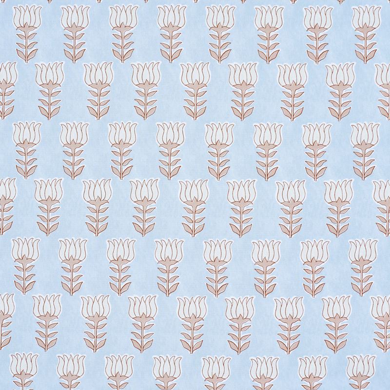 Schumacher Fabric 181390 Mia Tulip Sky & Sand