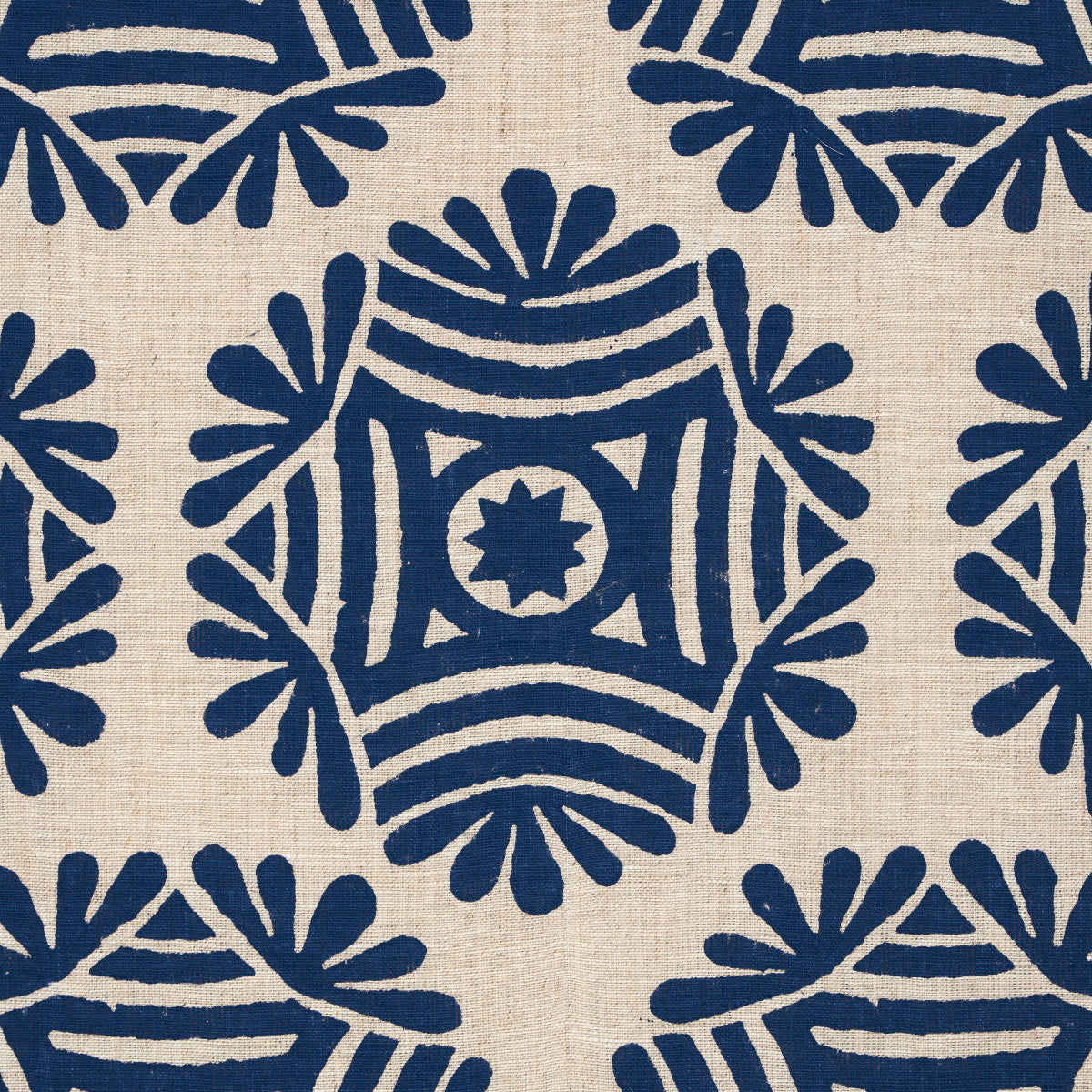 GILDED-STAR-BLOCK-PRINT-NAVY-ON-NATURAL-SCHUMACHER-181541