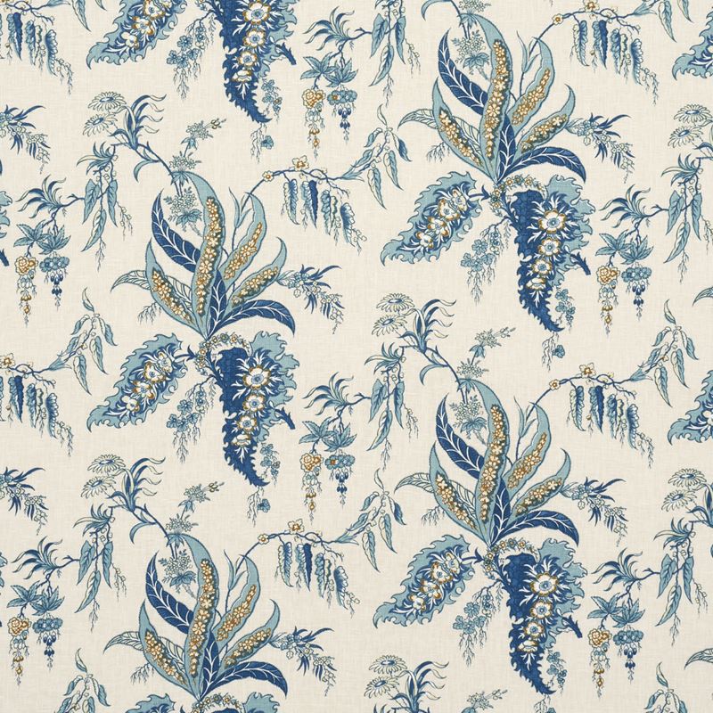 Schumacher Fabric 181731 Apolline Botanical Ciel & Marine