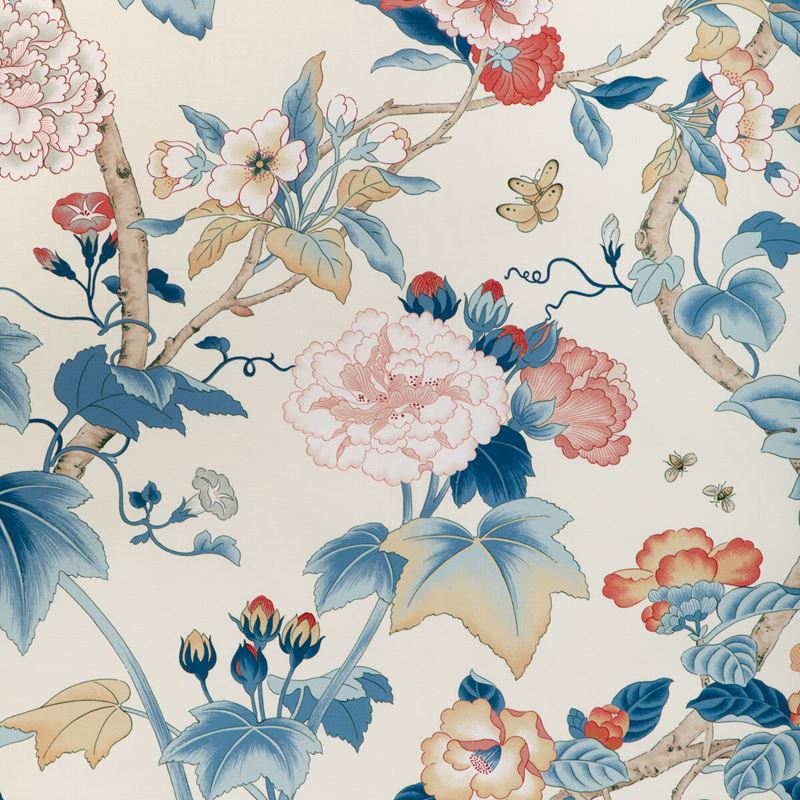 Lee Jofa Fabric 2023143.195 Gardenia Print Blue/Red