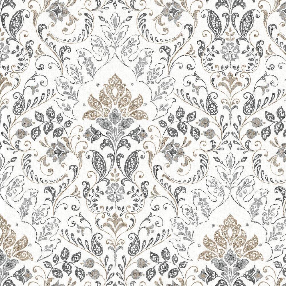 Persian Damask Peel and Stick Wallpaper - Gray - York Wallcoverings - RMK11834WP