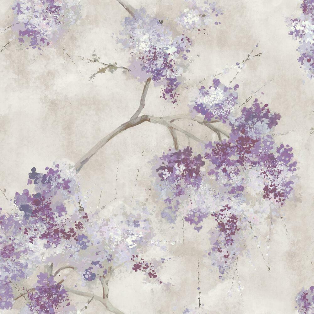 Weeping Cherry Tree Blossom Peel and Stick Wallpaper - Purple - York Wallcoverings - RMK11464RL