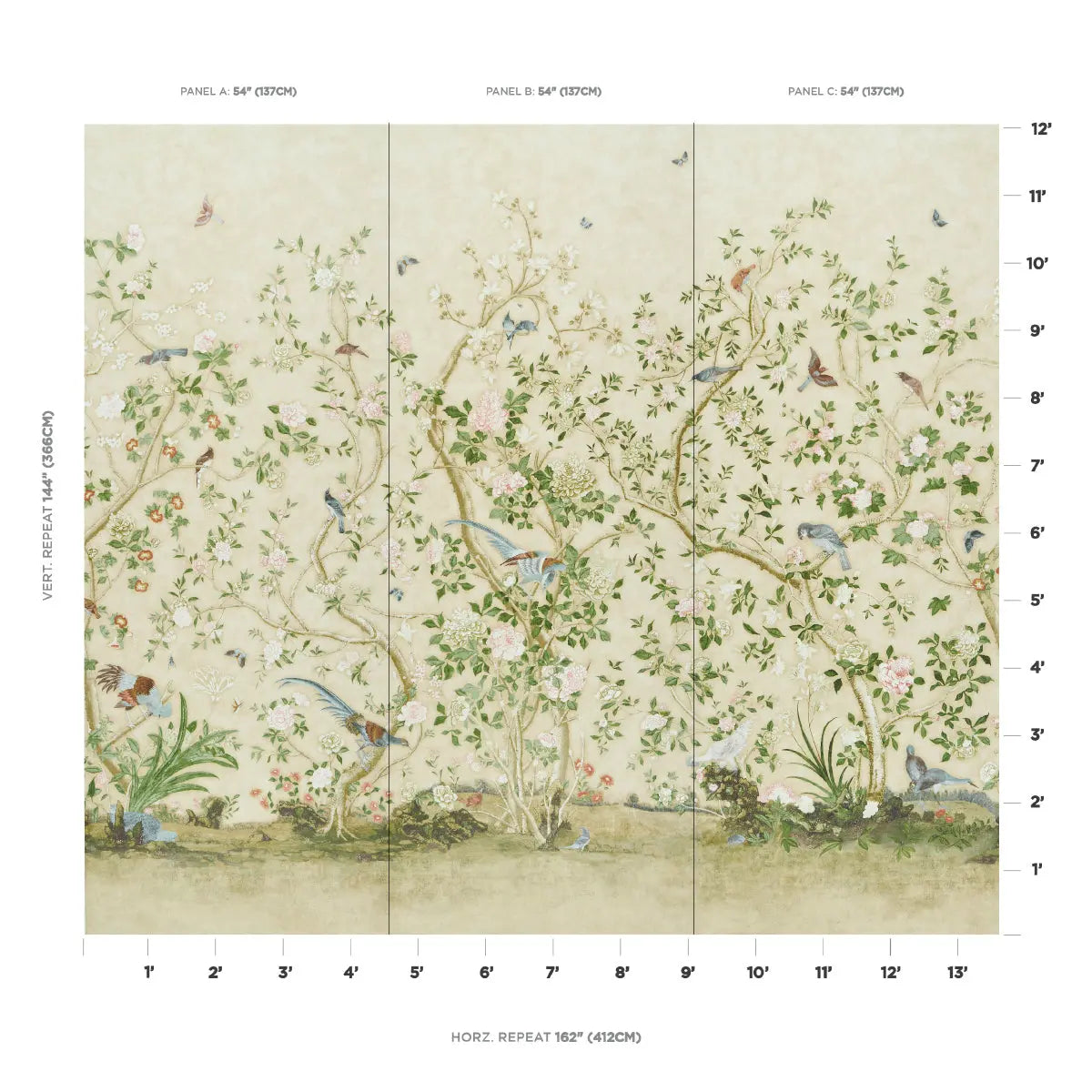 LES-OISEAUX-PANEL-SET-PARCHMENT-SCHUMACHER-5015155