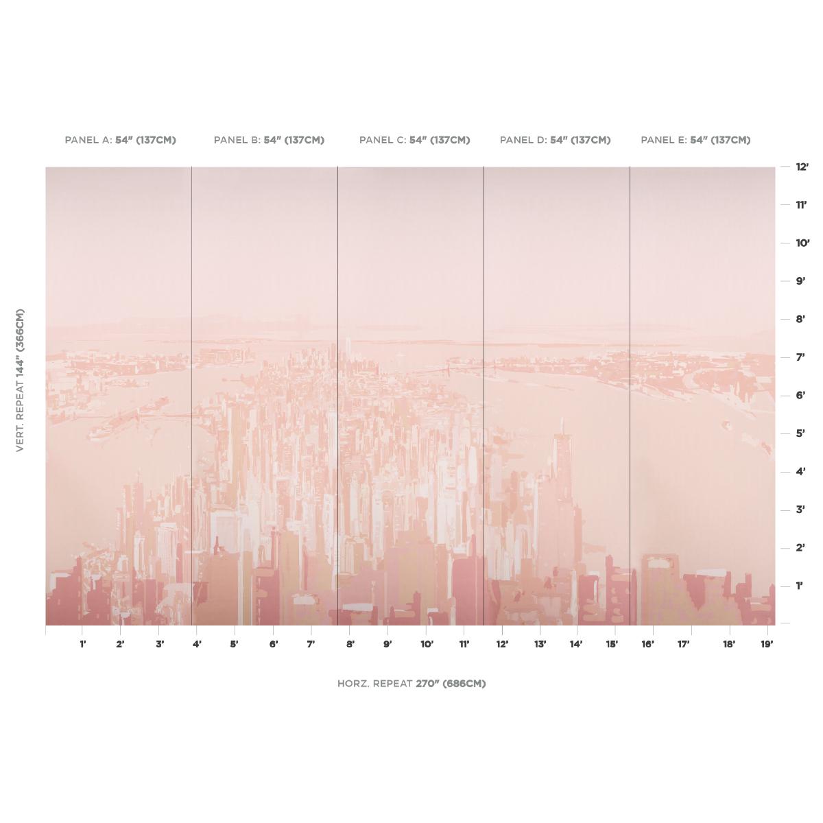 Schumacher Wallpaper 5016191 Pascal Campion's New York Skyline in Blush - 