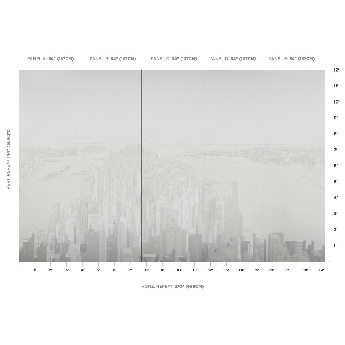 Schumacher Wallpaper 5016192 Pascal Campion's New York Skyline in Soft Grey - 