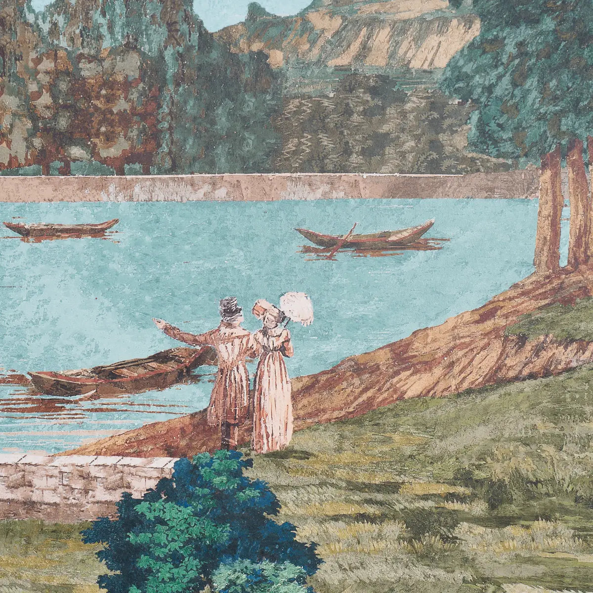 Promenade 4 Panel Set - Document - Schumacher 5018120 Wallcovering