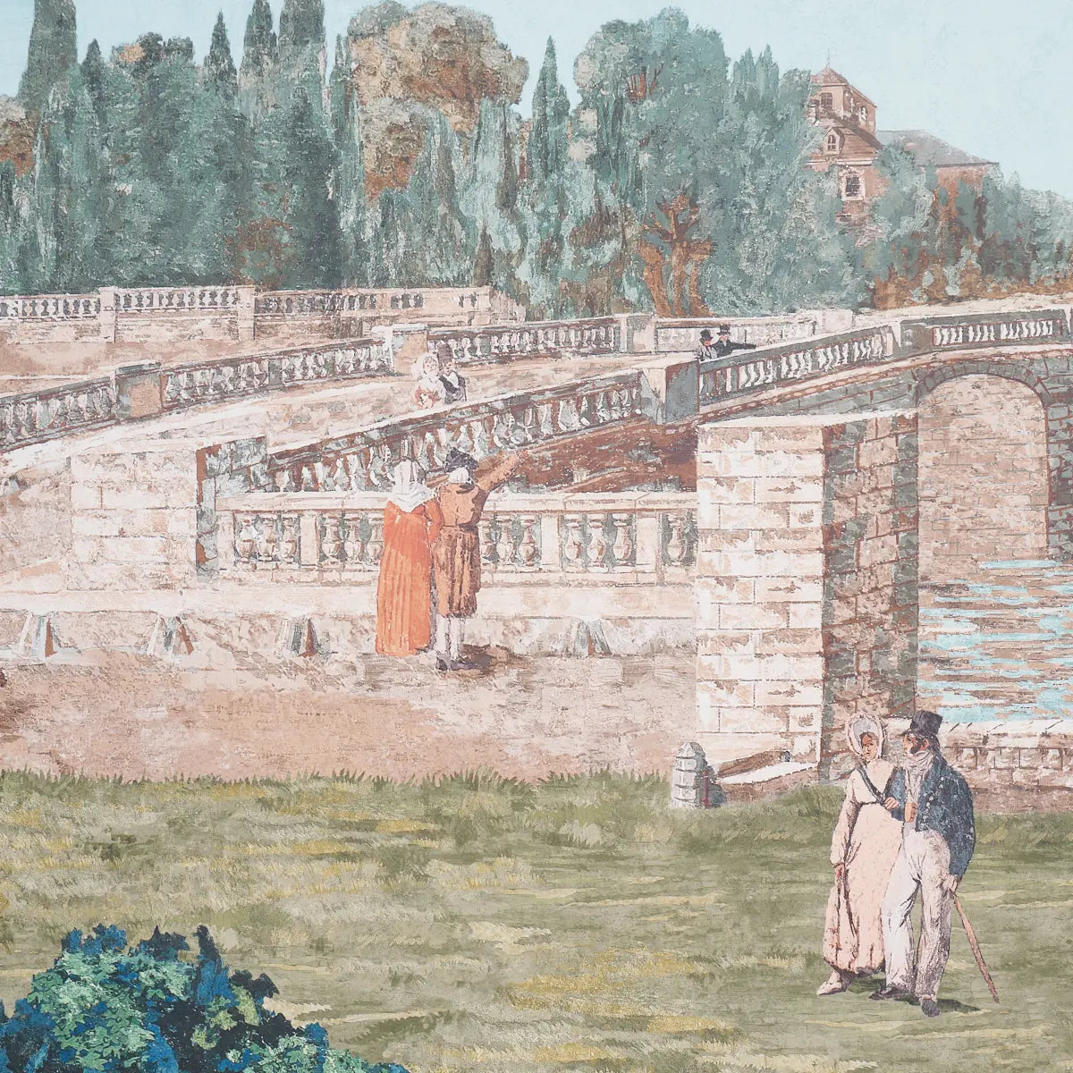 Promenade 4 Panel Set - Document - Schumacher 5018120 Wallcovering