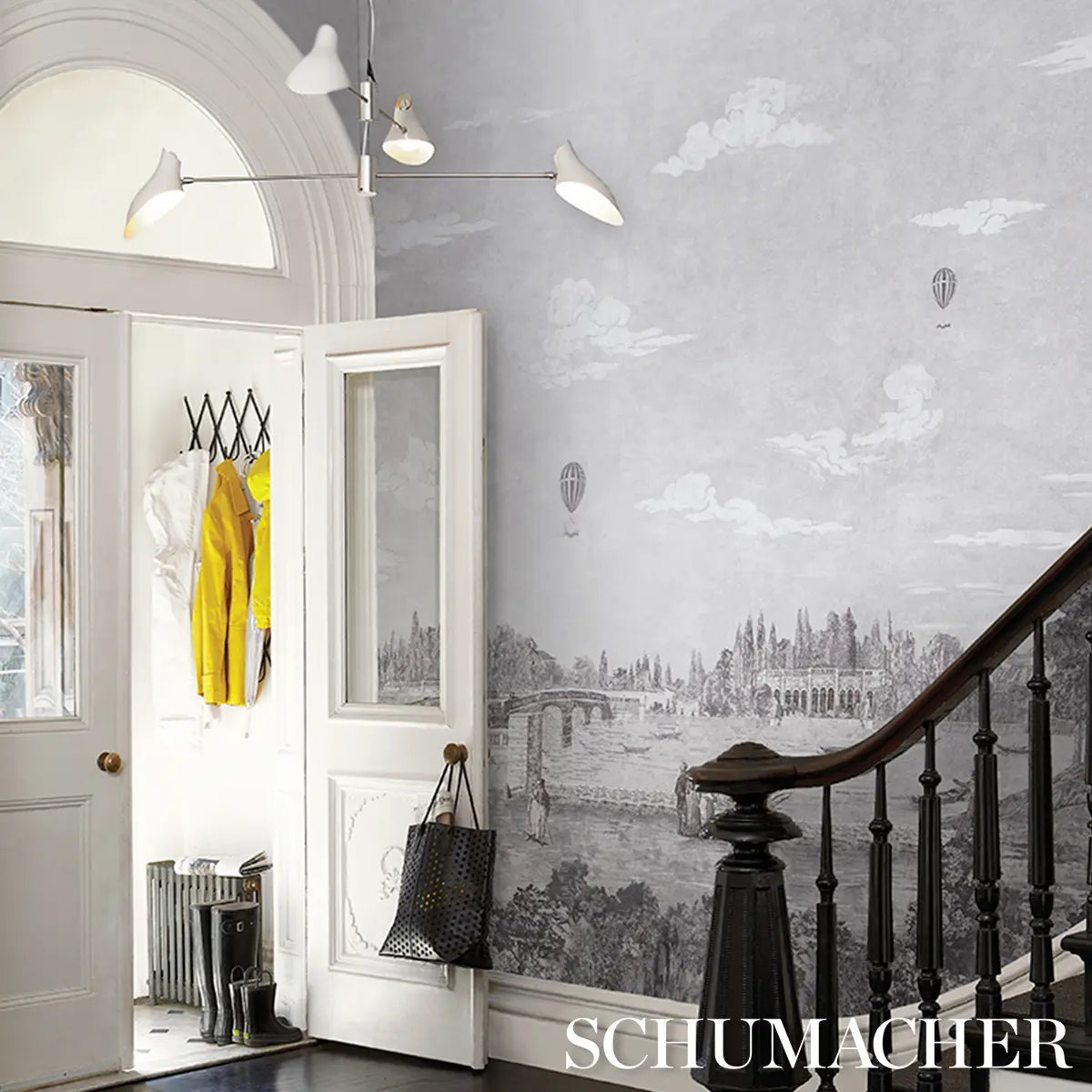 Promenade 4 Panel Set - Grisaille - Schumacher 5018121 Wallcovering
