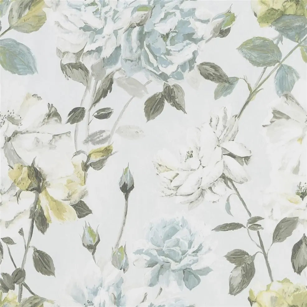 Couture Rose Wallpaper Duck Egg PDG711-04 by Designers Guild