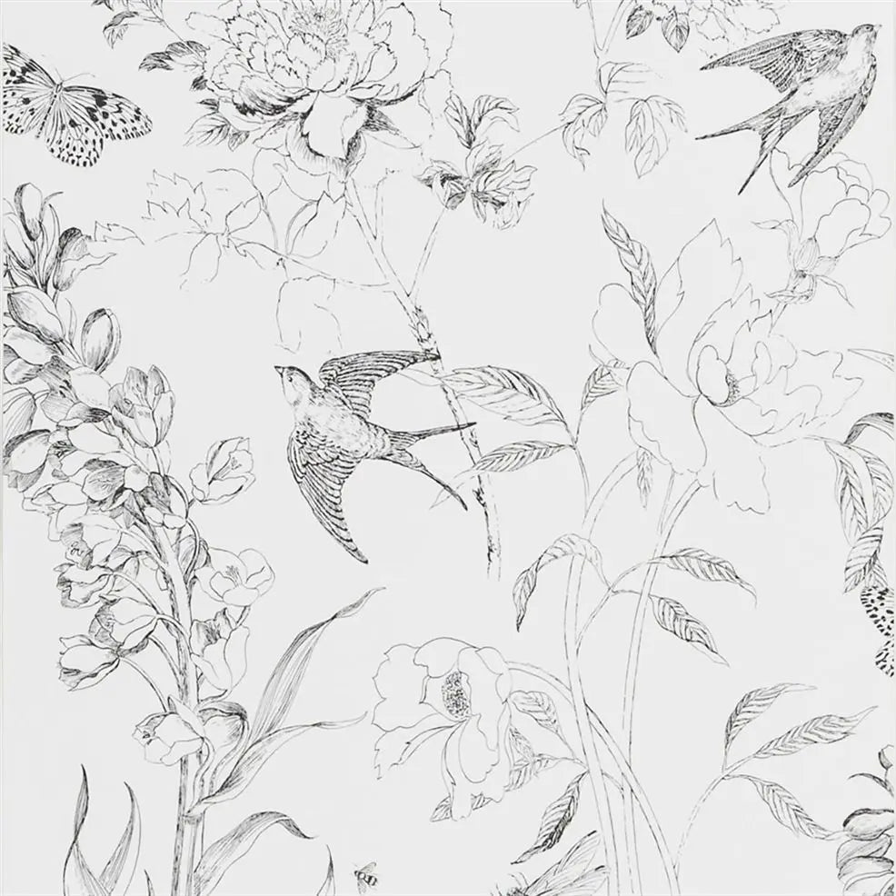 Sibylla Garden Wallpaper Black and White PDG721/01 by Designers Guild
