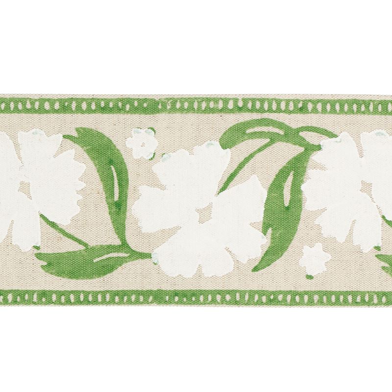 Schumacher Fabric Trim 74405 Adra Hand Blocked Tape Ivory & Leaf