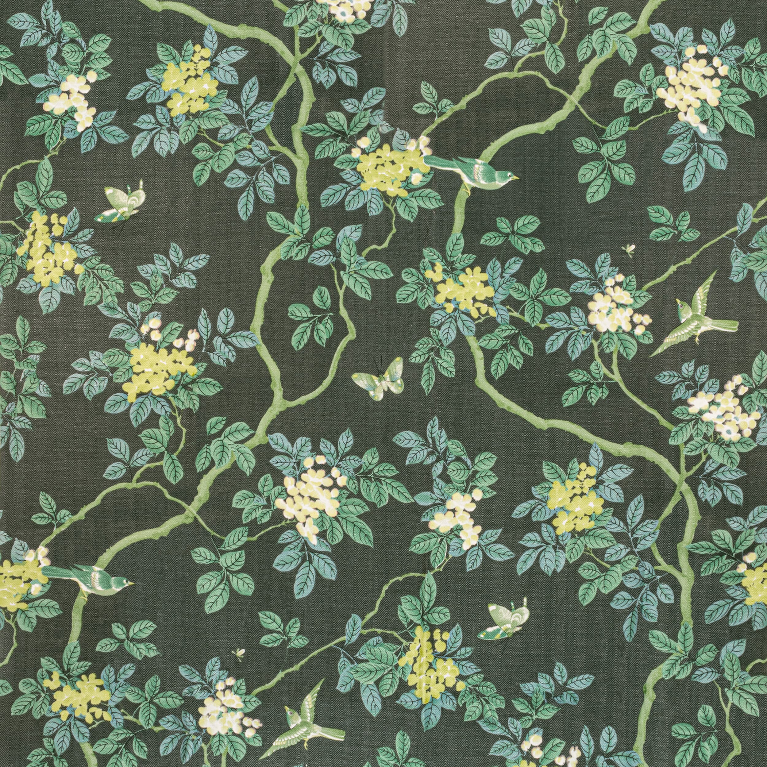 7814-15 Birds And Butterfly Herringbone Woodland by Stout Fabric