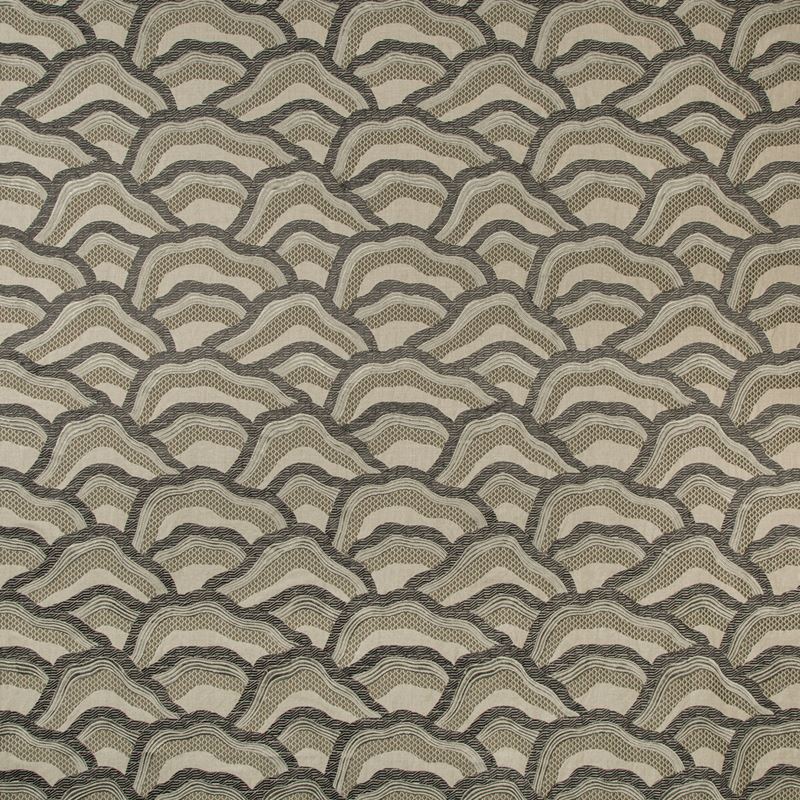 Brunschwig & Fils Fabric 8017127.1121 Les Rizieres Emb Silver/Charcoal