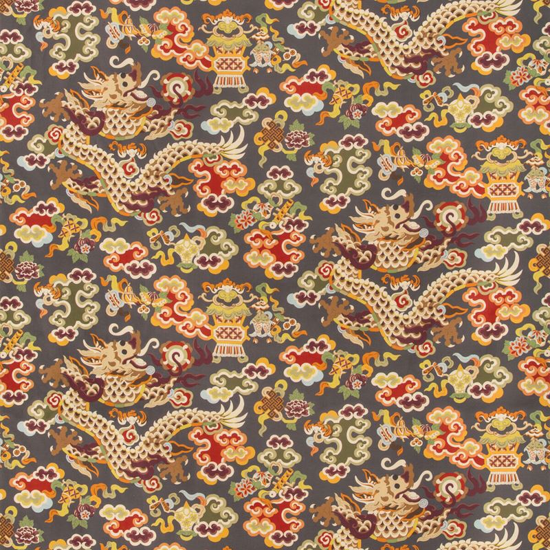 Brunschwig & Fils Fabric 8019140.219 Ming Dragon Print Grey