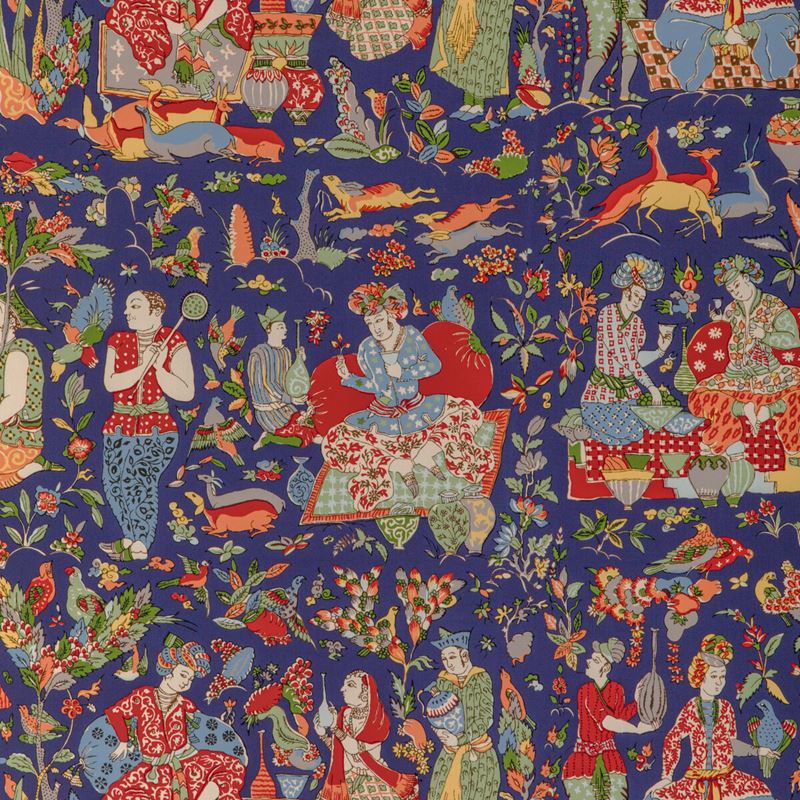 Brunschwig & Fils Fabric 8024100.519 Shalimar Print Navy/Red