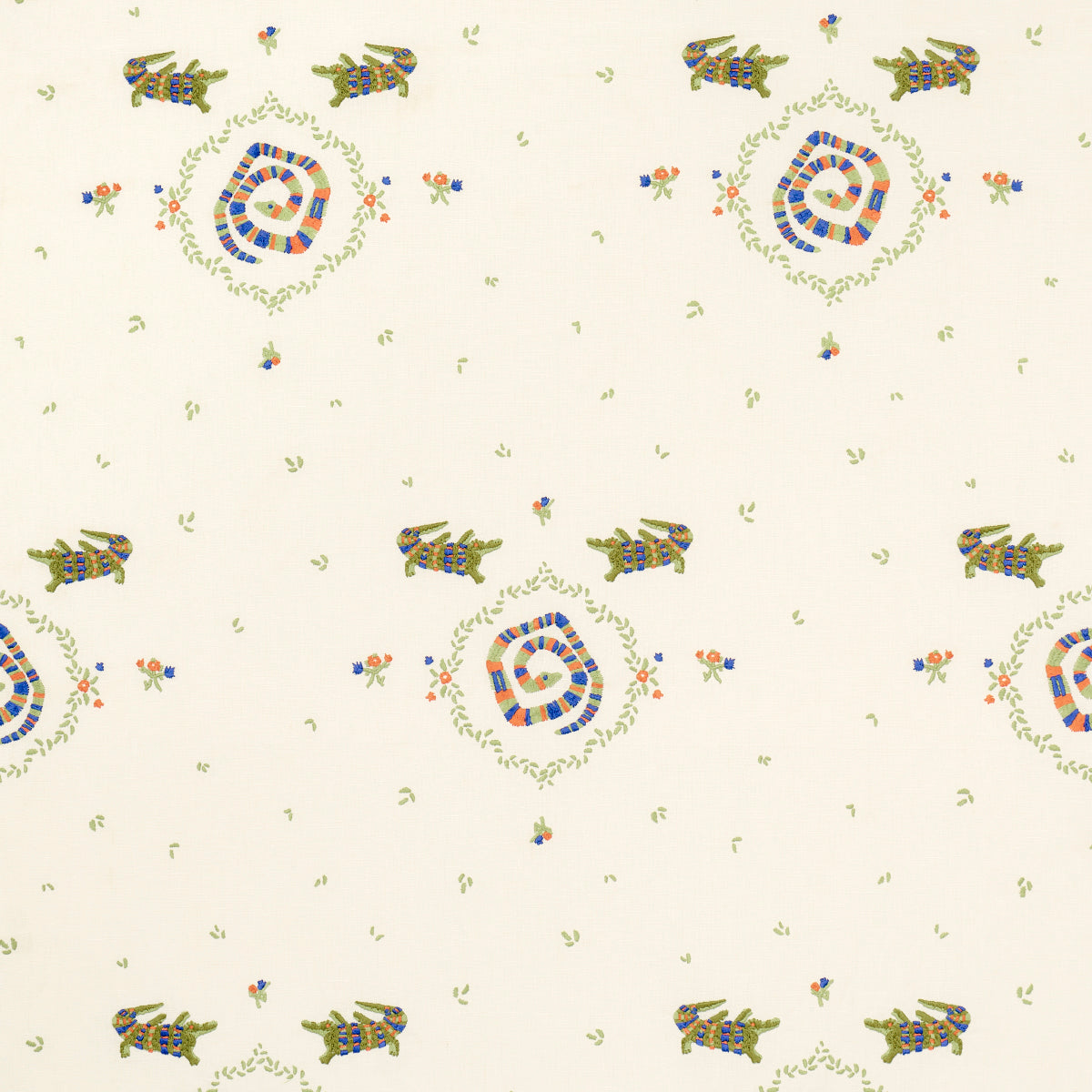 REPTILIA-EMBROIDERY-BRIGHT-MULTI-ON-IVORY-SCHUMACHER-84540
