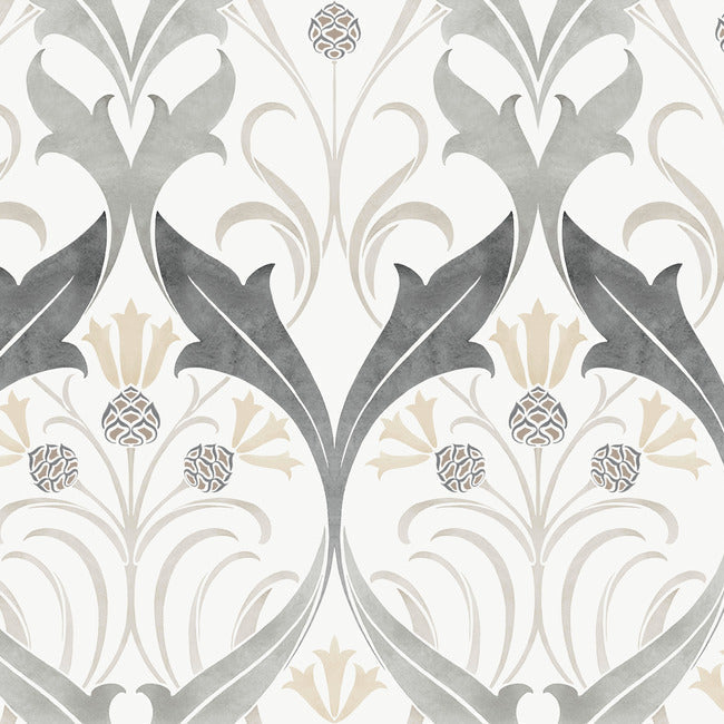 Pinecone Ribbon Wallpaper - Charcoal - York Wallcoverings - AC9174