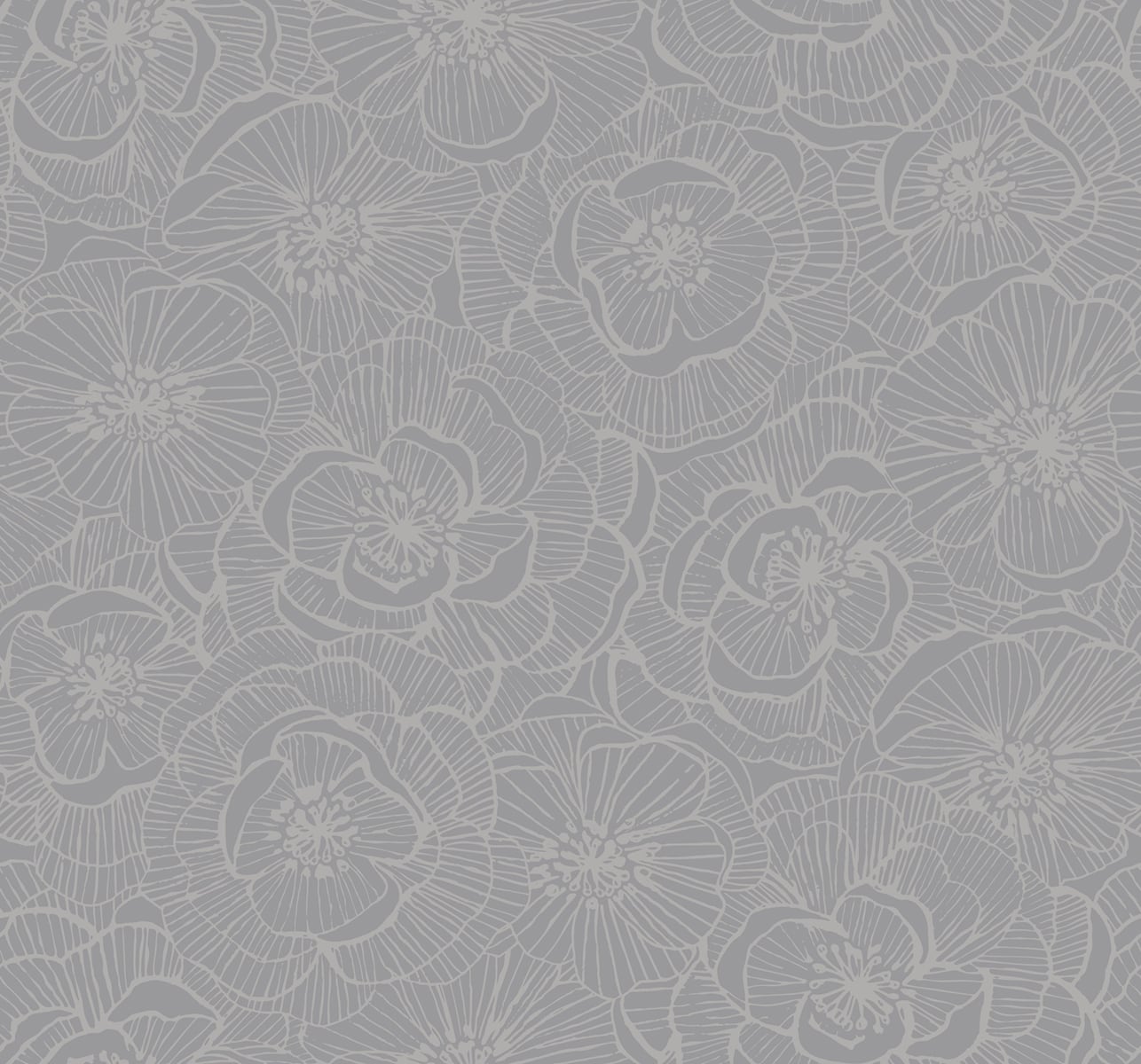 Seabrook Designs AW71010 Casa Blanca 2 Graphic Floral  Wallpaper Metallic Silver