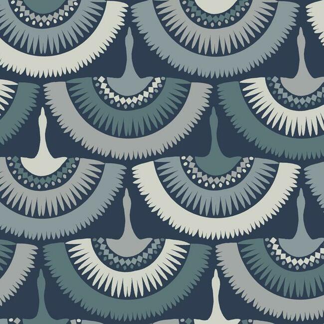 Feather & Fringe Wallpaper - Navy - York Wallcoverings - BO6642