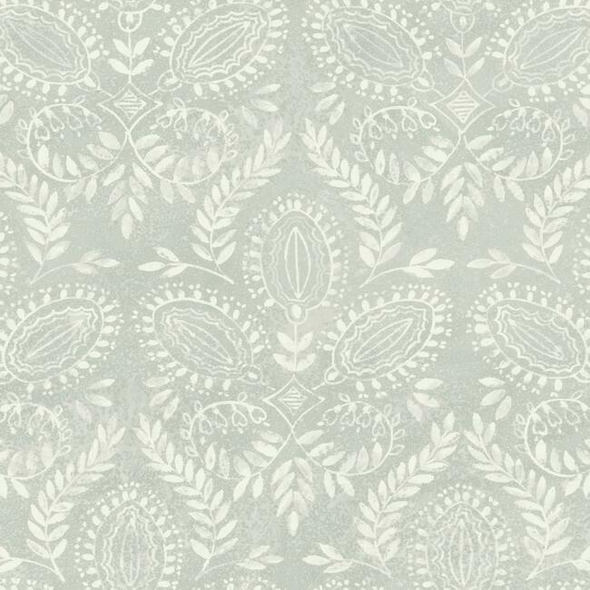 Laurel Damask Wallpaper - Grey - York Wallcoverings - BO6734