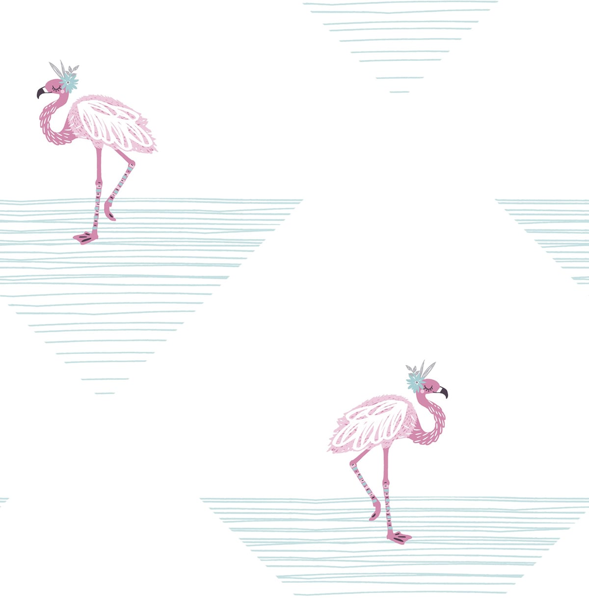 Seabrook Designs DA61701 Day Dreamers Dancing Flamingo  Wallpaper Fuchsia and Teal