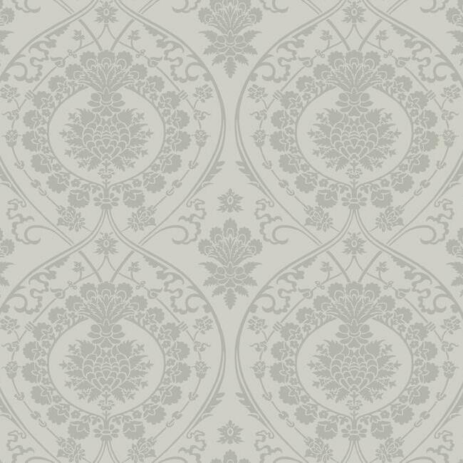 Imperial Damask Wallpaper - Grey/Silver - York Wallcoverings - DM4904