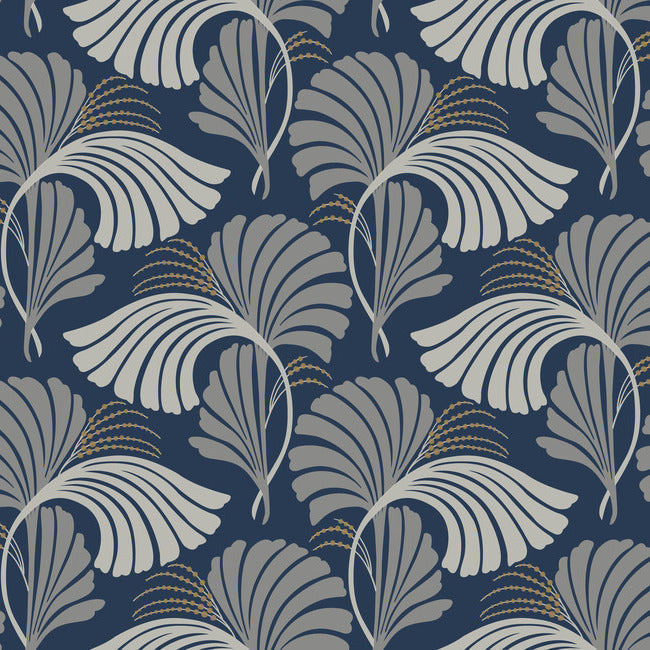 Dancing Leaves Wallpaper - Navy - York Wallcoverings - DT5133