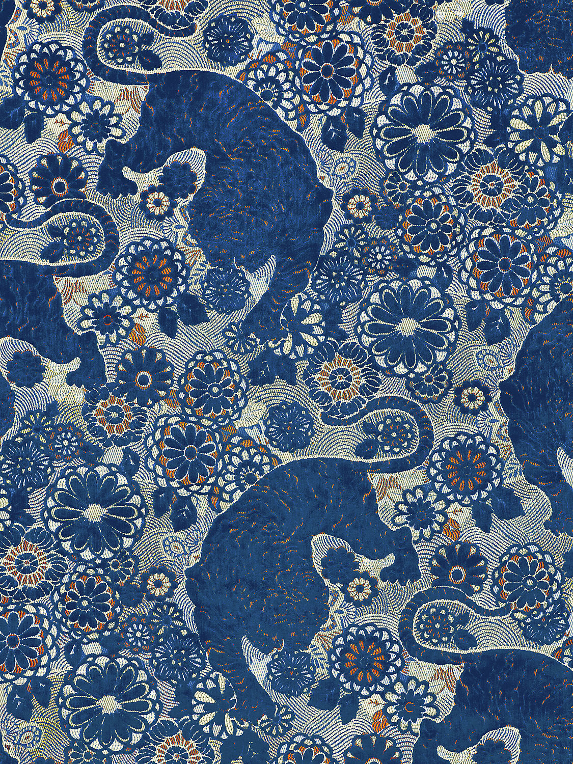 Siberian Tiger - Sapphire Flame - Scalamandre Fabric