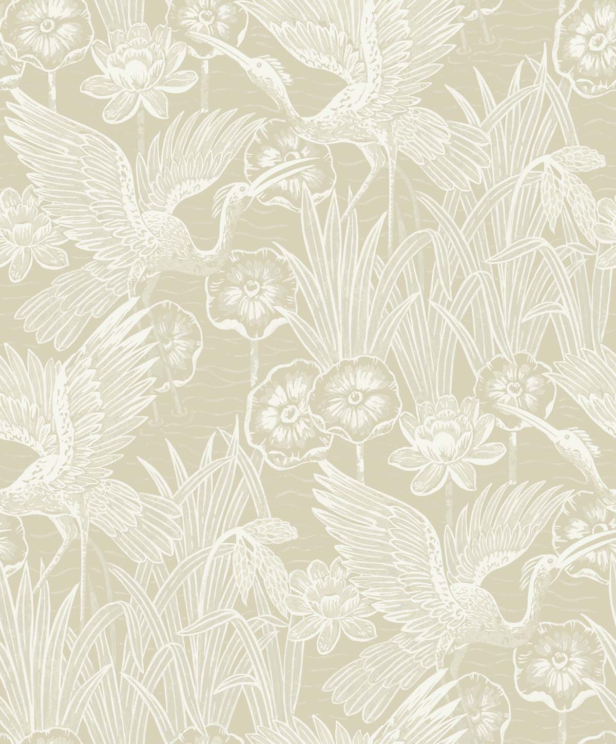 Seabrook Designs EW11005 White Heron Marsh Cranes  Wallpaper Shore