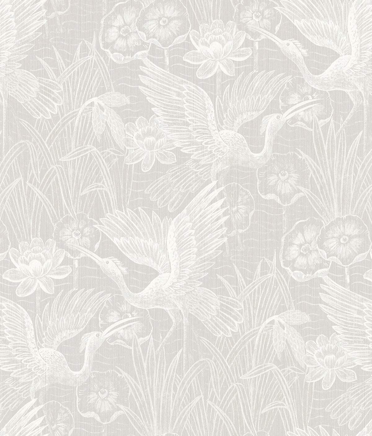 Seabrook Designs EW11500 White Heron White Heron Floral  Wallpaper Heron Neutral