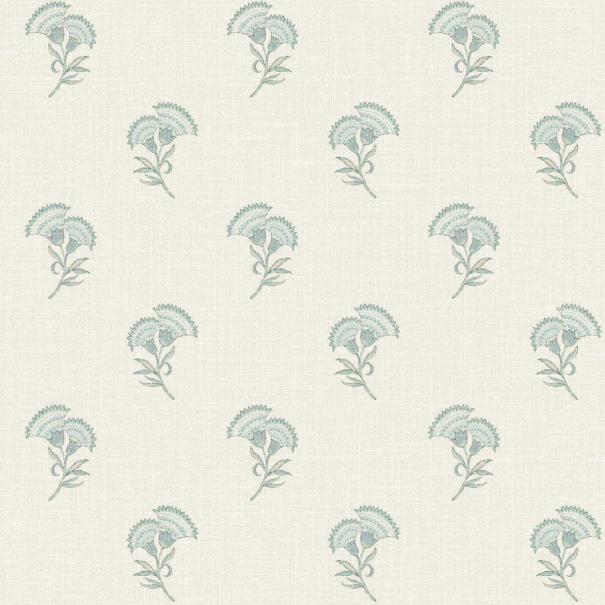Seabrook Designs FC60808 French Country Lotus Branch Floral  Wallpaper Minty Meadow & French Grey