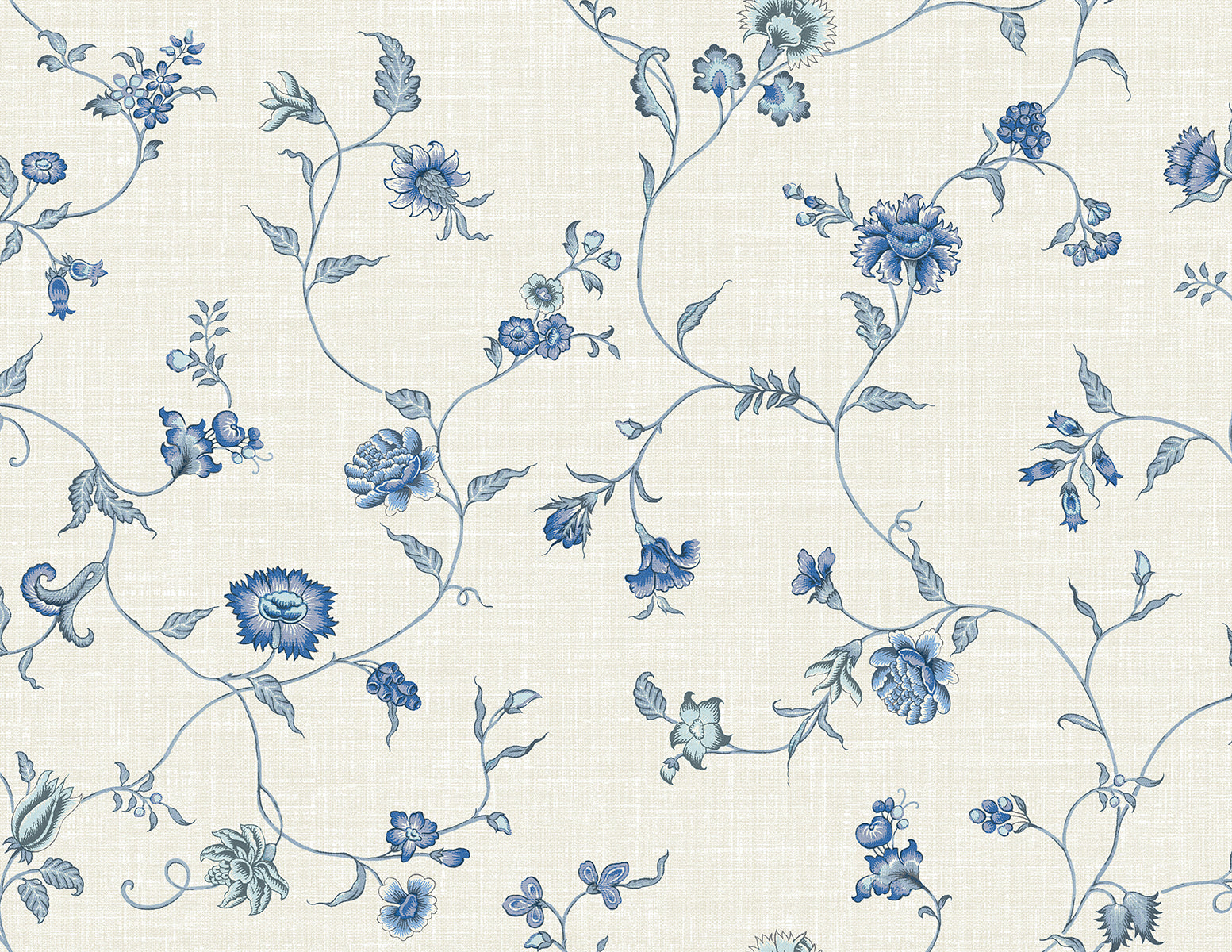 Seabrook Designs FC61002 French Country Florale Trail  Wallpaper French Blue